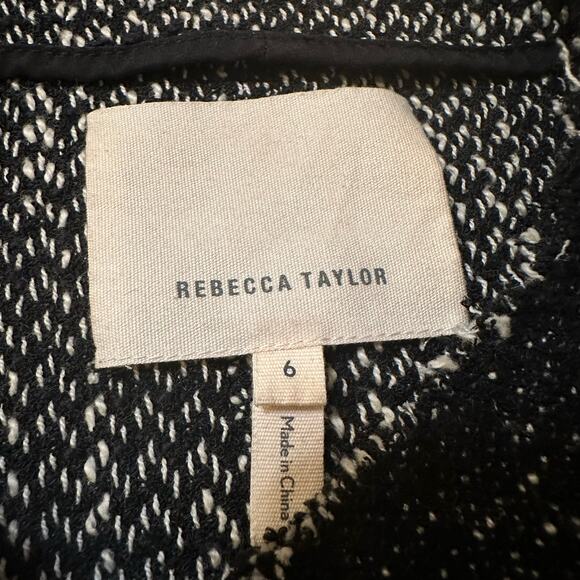 Rebecca Taylor black & cream knit zip-up jacket size 6 - Picture 7 of 12